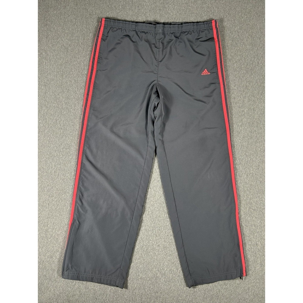 Adidas Men's Size Large L Track Pants Black Red Striped Zip Hem